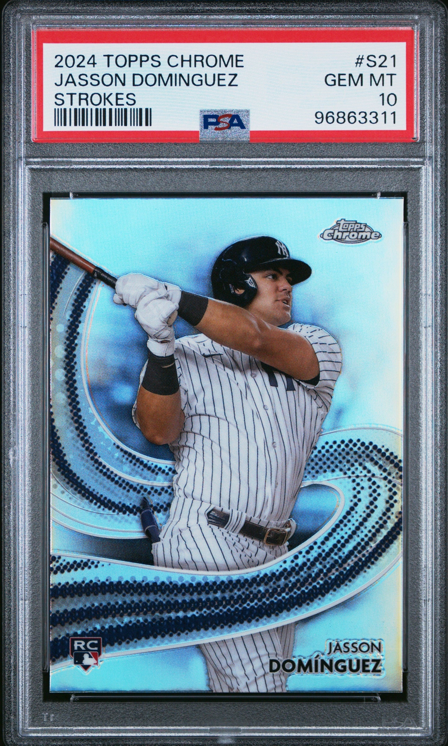 Graded 2024 Topps Chrome Jasson Dominguez #S21 Strokes Rookie RC Baseball Card PSA 10 Gem Mint