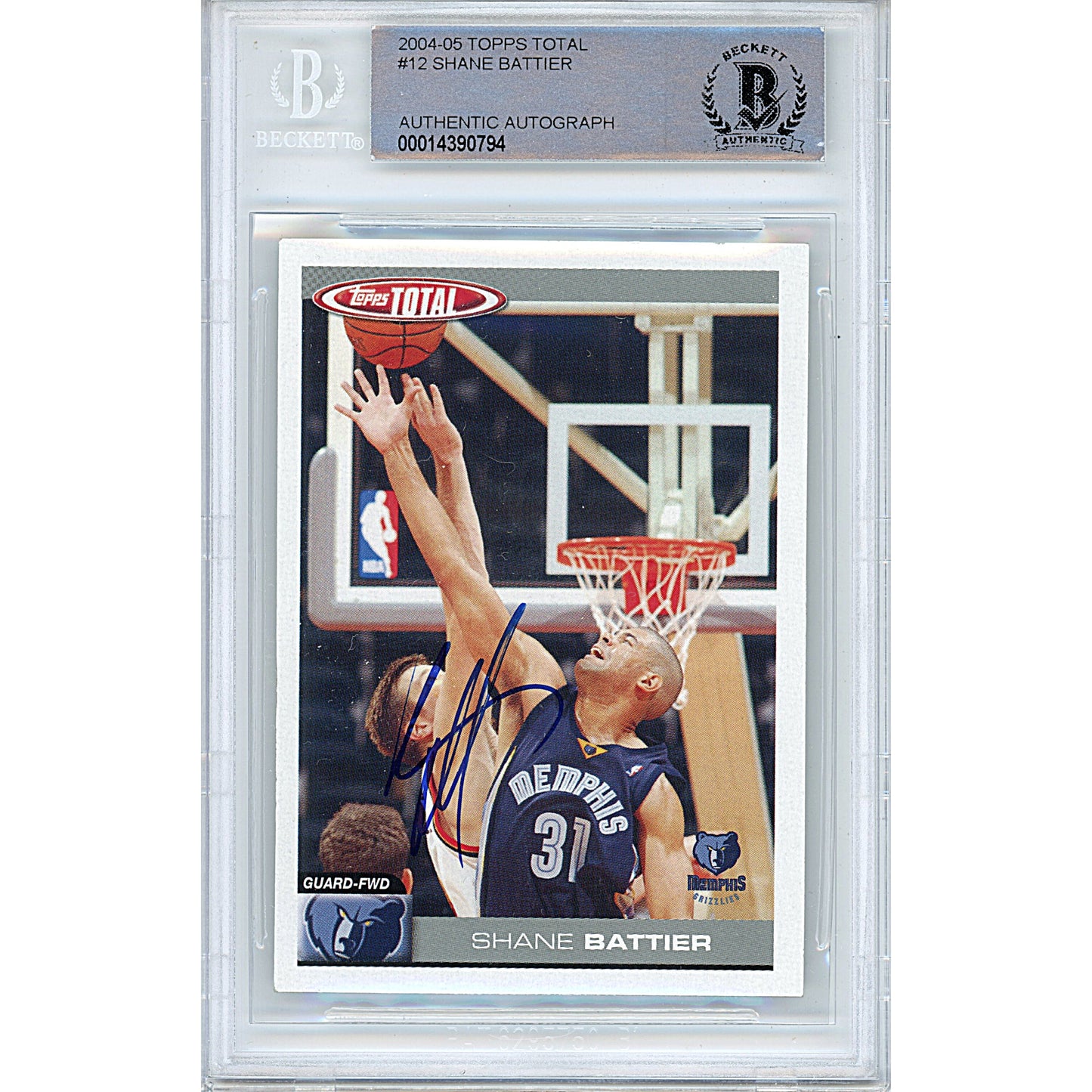 Shane Battier Signed Memphis Grizzlies 2004-05 Topps Total Basketball Card Beckett Slab