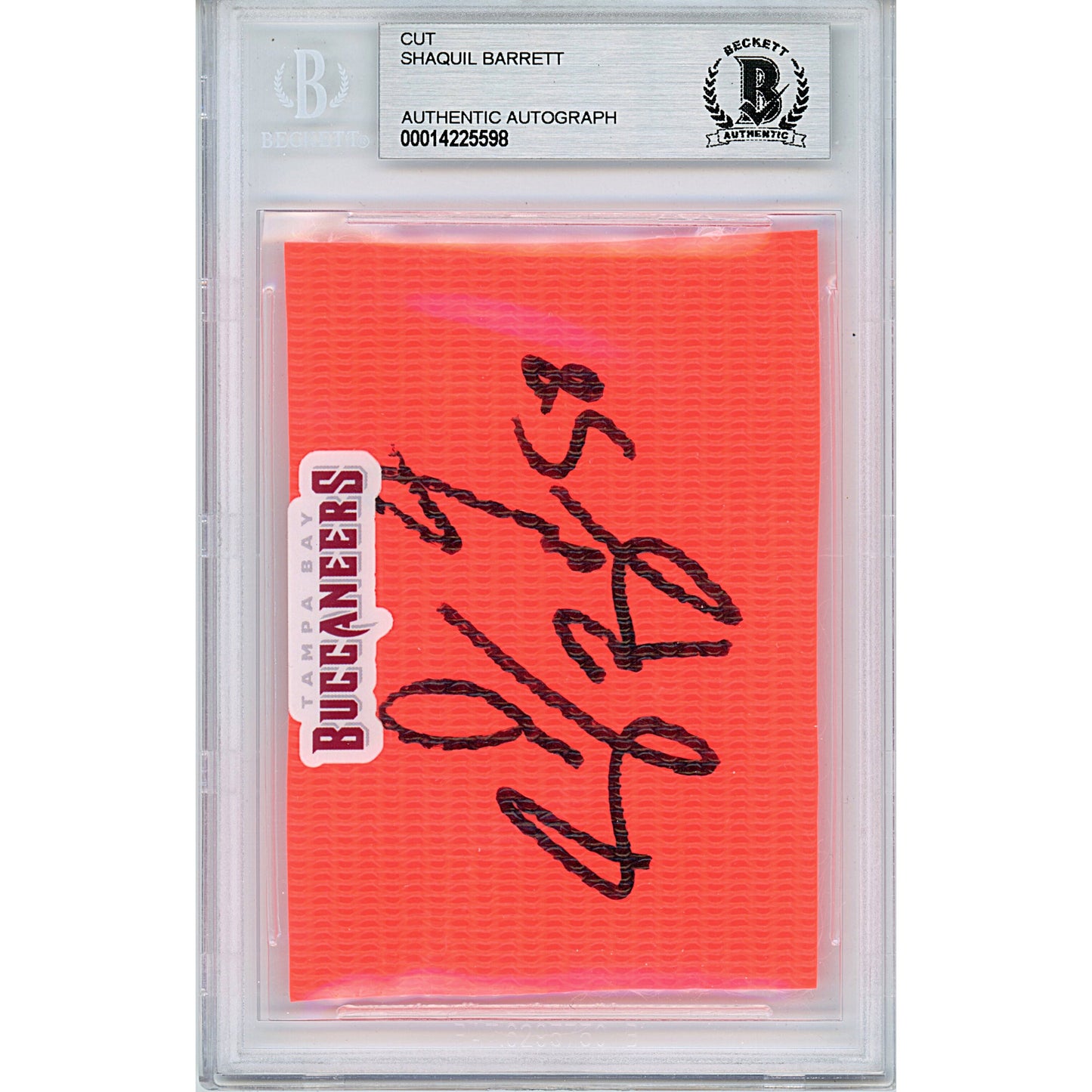 Shaquil Barrett Signed Tampa Bay Buccaneers Football Pylon Piece Sig Cut Beckett Slab