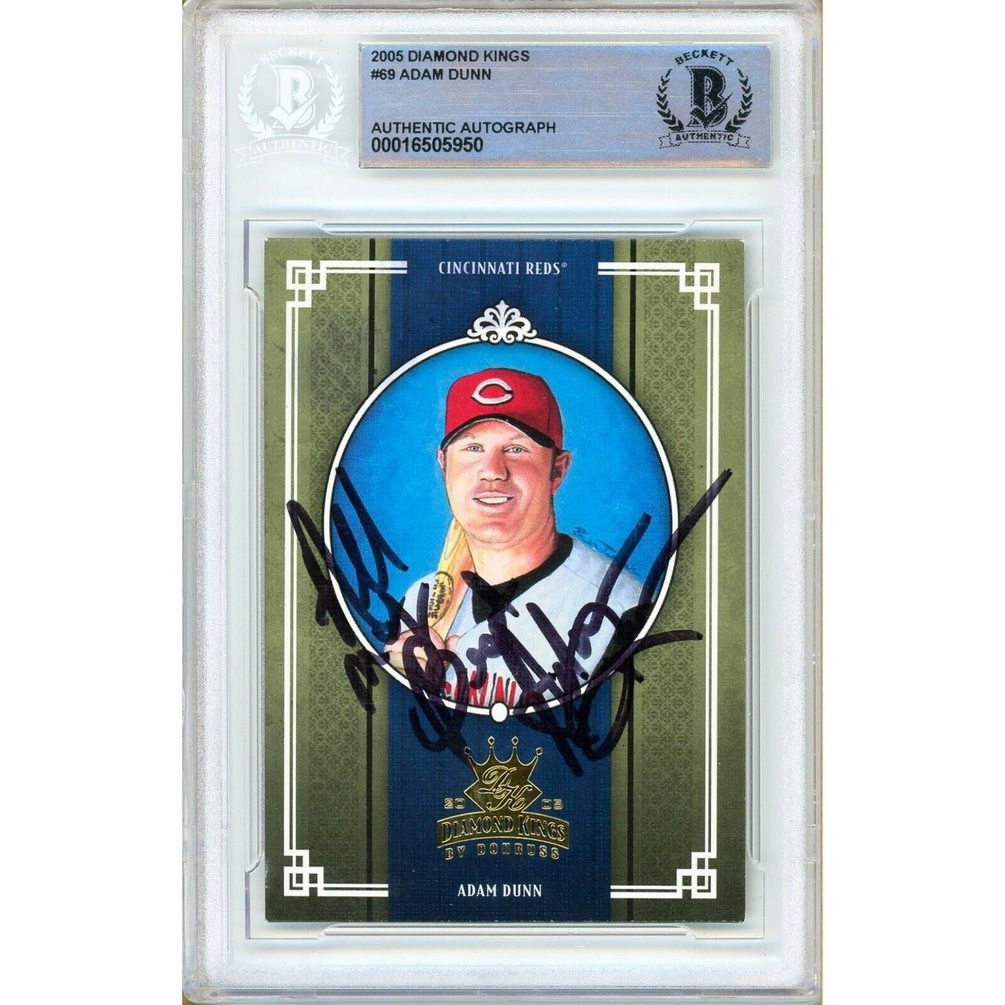2005 Donruss Diamond Kings #69 — Adam Dunn Cincinnati Reds Autographed Trading Card — Beckett Authentication