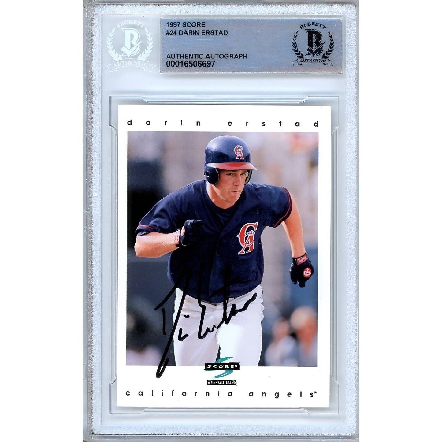 1997 Score #24 — Darin Erstad LA Angels Autographed Trading Card — Beckett Authentication
