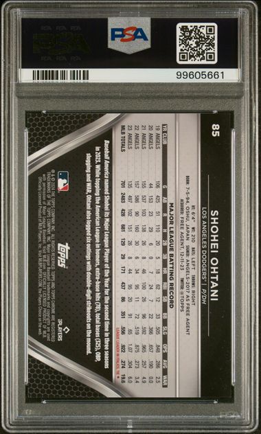 Graded 2024 Topps Chrome Black Shohei Ohtani #85 /99 Green Refractor Baseball Card PSA 10 Gem Mint
