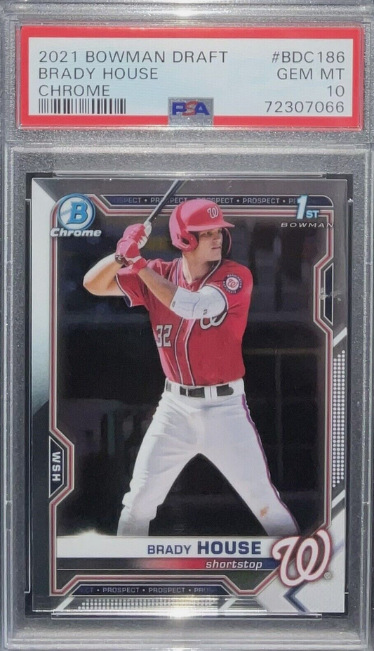Graded 2021 Topps Bowman Draft Brady House #BDC186 Chrome Rookie RC Baseball Card PSA 10 Gem Mint