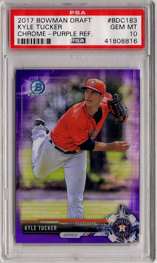 Graded 2017 Topps Bowman Draft Kyle Tucker #BDC183 Chrome Purple Refractor /250 Rookie RC Baseball Card PSA 10 Gem Mint