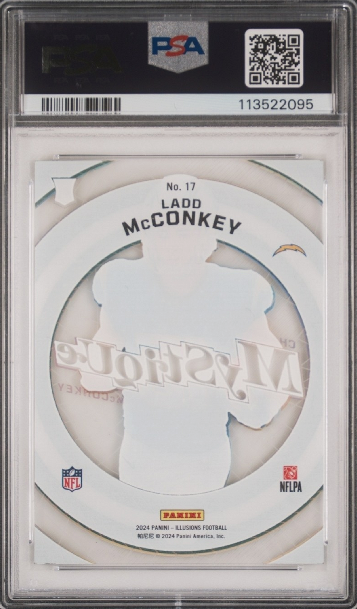 Graded 2024 Panini Illusions Ladd McConkey #17 Mystique Emerald Rookie RC Football Card PSA 10 Gem Mint - Sport Cards