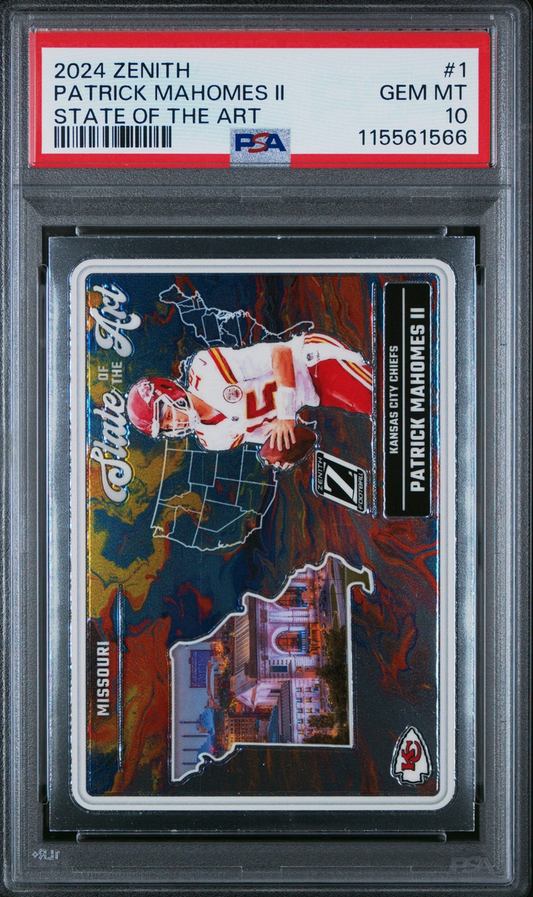 Graded 2024 Panini Zenith Patrick Mahomes II #1 State of the Art Football Card PSA 10 Gem Mint