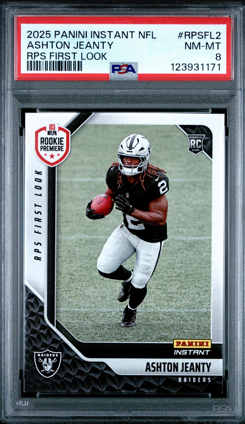 Graded 2025 Panini Instant Ashton Jeanty #RPSFL2 RPS First Look Rookie RC Football Card PSA 8 Near Mint