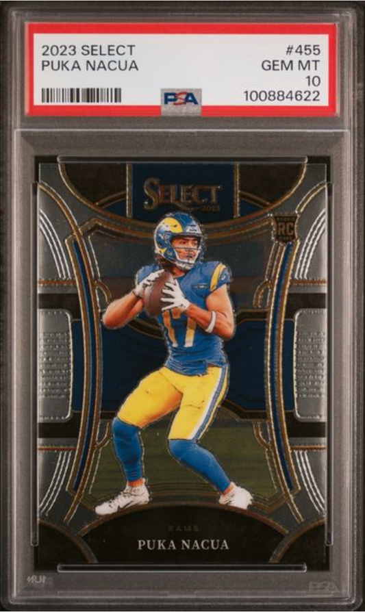 Graded 2023 Panini Select Puka Nacua #455 Rookie RC Football Card PSA 10 Gem Mint