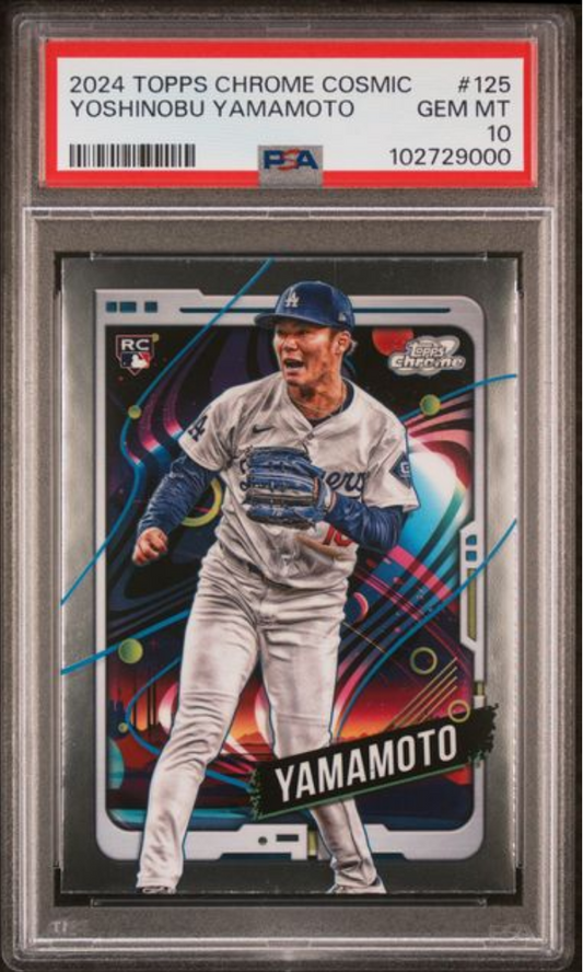 Graded 2024 Topps Cosmic Chrome Yoshinobu Yamamoto #125 Rookie RC Baseball Card PSA 10 Gem Mint