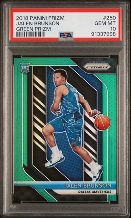 Graded 2018 Panini Prizm Jalen Brunson #250 Green Prizm Rookie RC Basketball Card PSA 10 Gem Mint