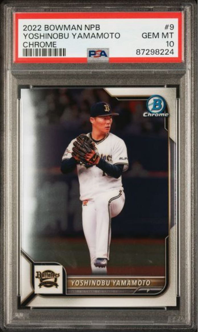 Graded 2022 Topps Bowman NPB Yoshinobu Yamamoto #9 Chrome Rookie RC Baseball Card PSA 10 Gem Mint