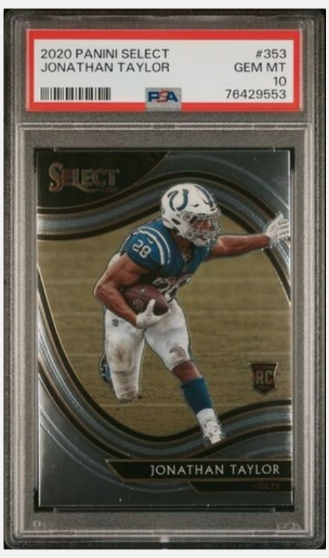Graded 2020 Panini Select Jonathan Taylor #353 Rookie RC Football Card PSA 10 Gem Mint