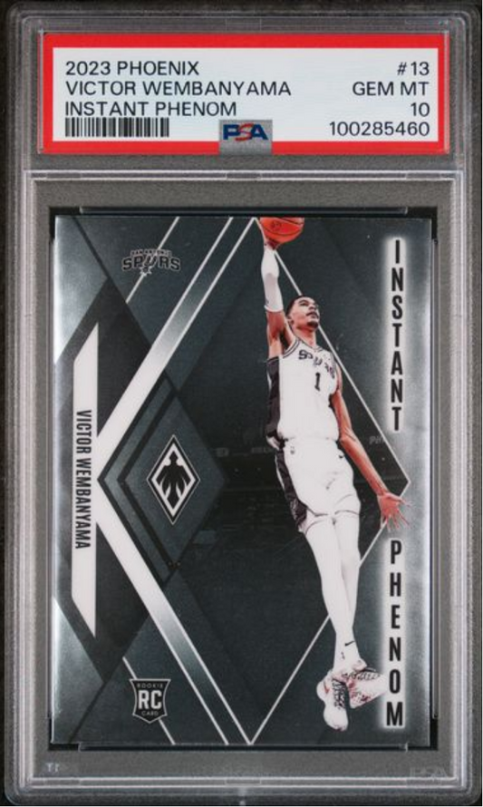 Graded 2023 Panini Phoenix Victor Wembanyama #13 Instant Phenom Rookie RC Basketball Card PSA 10 Gem Mint - Sport Cards