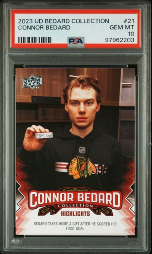 Graded 2023 Upper Deck Bedard Collection Connor Bedard #21 Rookie RC Hockey Card PSA 10 Gem Mint