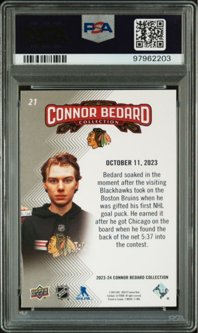 Graded 2023 Upper Deck Bedard Collection Connor Bedard #21 Rookie RC Hockey Card PSA 10 Gem Mint