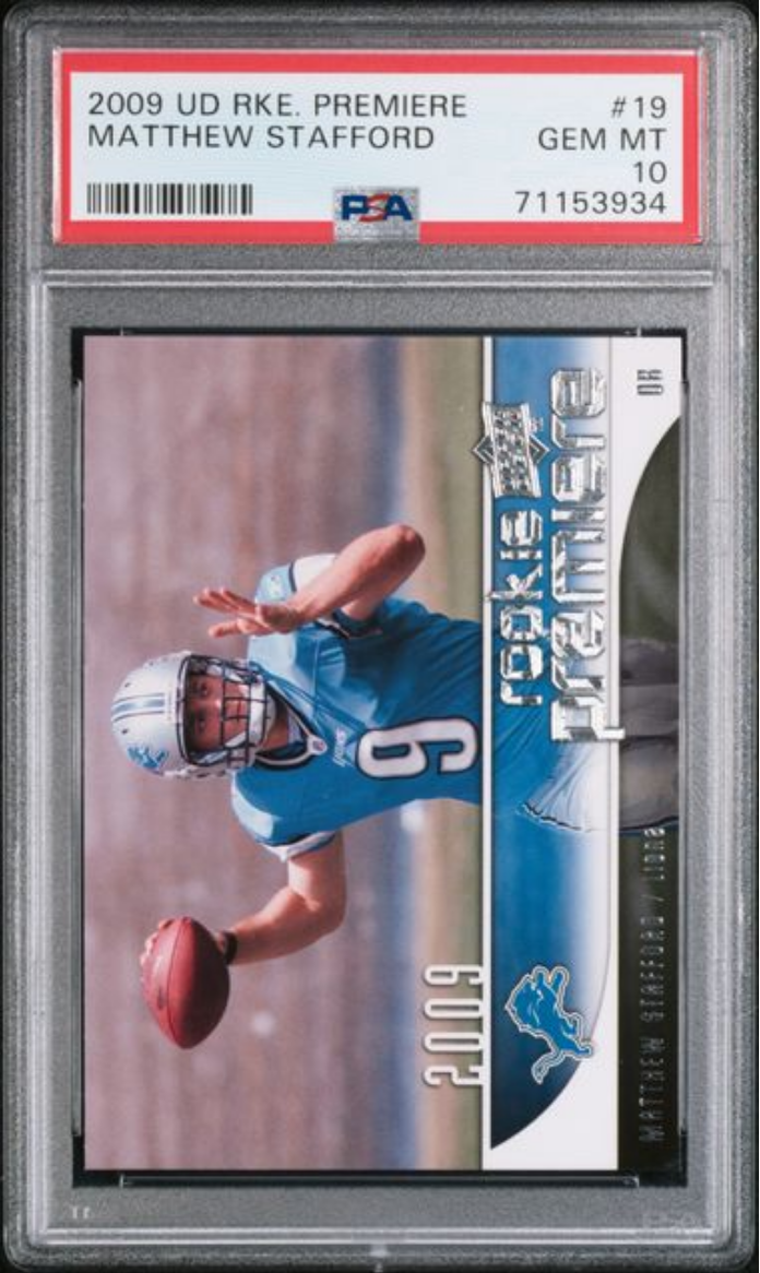 Graded 2009 Upper Deck Rookie Premiere Matthew Stafford #19 Rookie RC Football Card PSA 10 Gem Mint