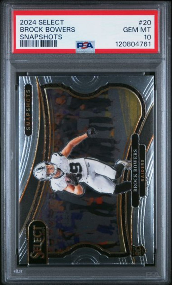 Graded 2024 Panini Select Brock Bowers #20 Snapshots Rookie RC Football Card PSA 10 Gem Mint
