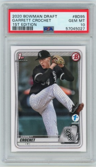 Graded 2020 Topps Bowman Draft Garrett Crochet #BD95 1st Edition Rookie RC Baseball Card PSA 10 Gem Mint