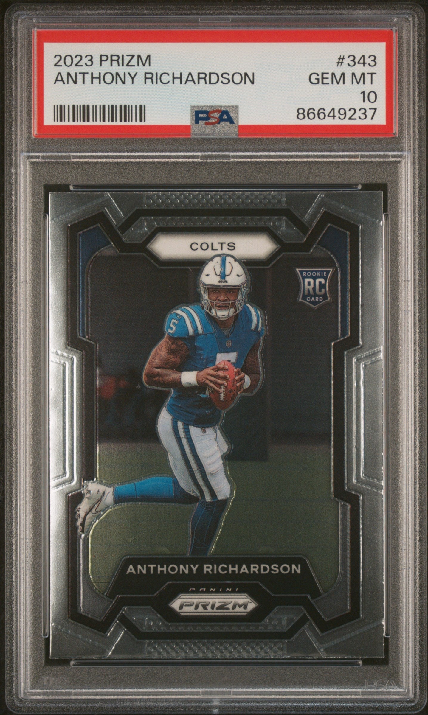 Graded 2023 Panini Prizm Anthony Richardson #343 Rookie RC Football Card PSA 10 Gem Mint