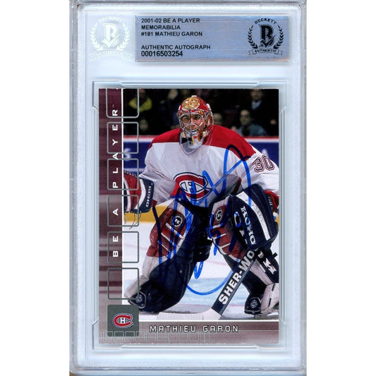 Mathieu Garon Canadiens Signed 2002-03 BAP Memorabilia Hockey Card Beckett Auth Auto