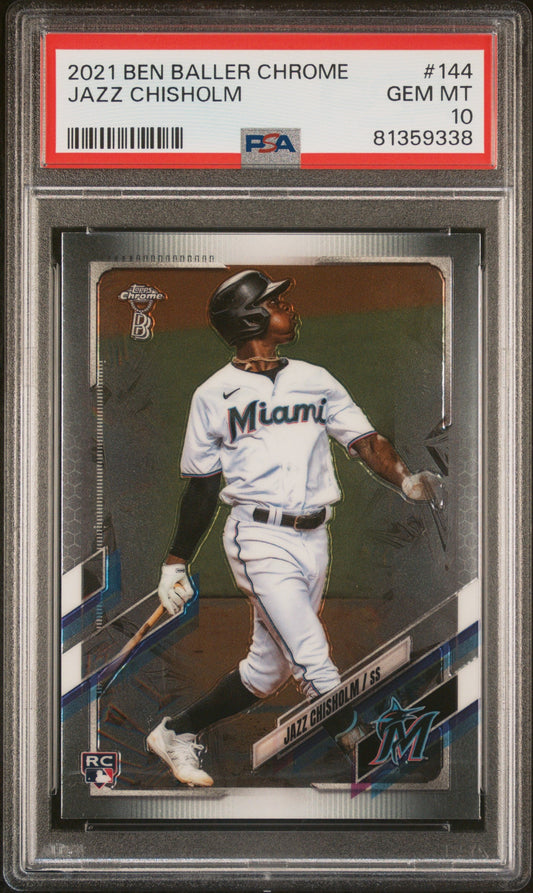 Graded 2021 Topps Ben Baller Chrome Jazz Chisholm #144 Rookie RC Baseball Card PSA 10 Gem Mint