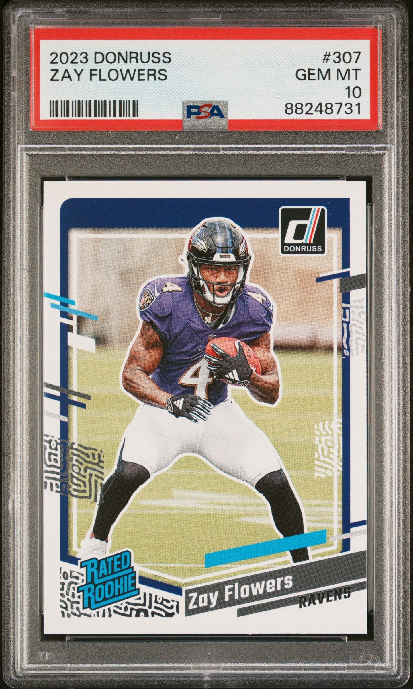 Graded 2023 Panini Donruss Zay Flowers #307 Rookie RC Football Card PSA 10 Gem Mint