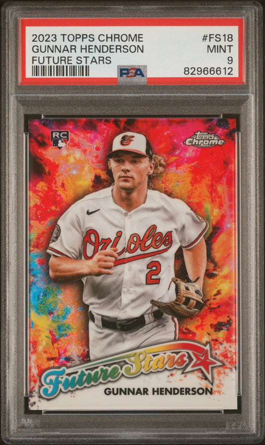 Graded 2023 Topps Chrome Gunnar Henderson #FS18 Rookie RC Baseball Card PSA 9 Mint