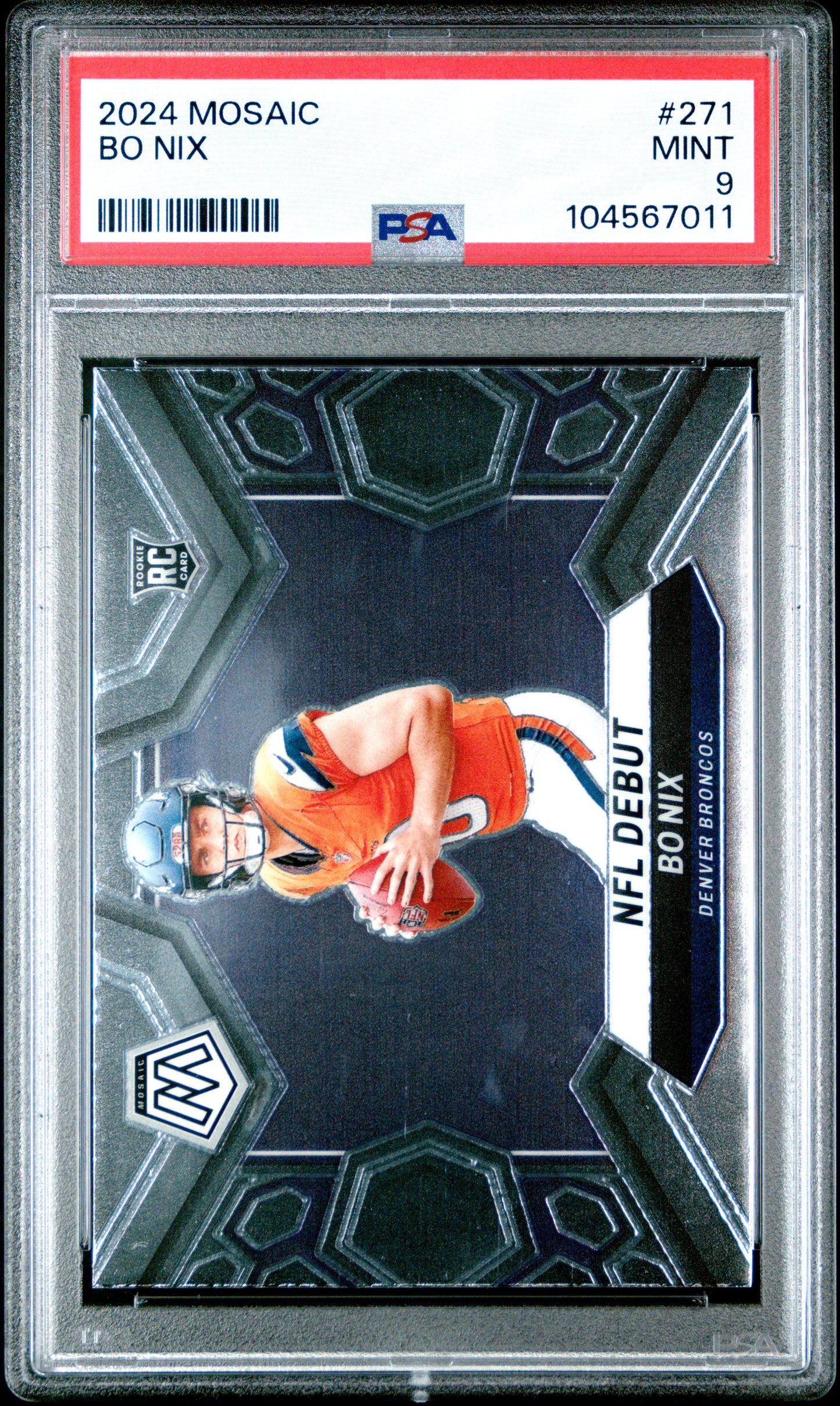 Graded 2024 Panini Mosaic Bo Nix #271 Rookie RC Football Card PSA 9 Mint