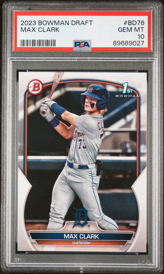 Graded 2023 Topps Bowman Draft Max Clark #BD76 Rookie RC Baseball Card PSA 10 Gem Mint