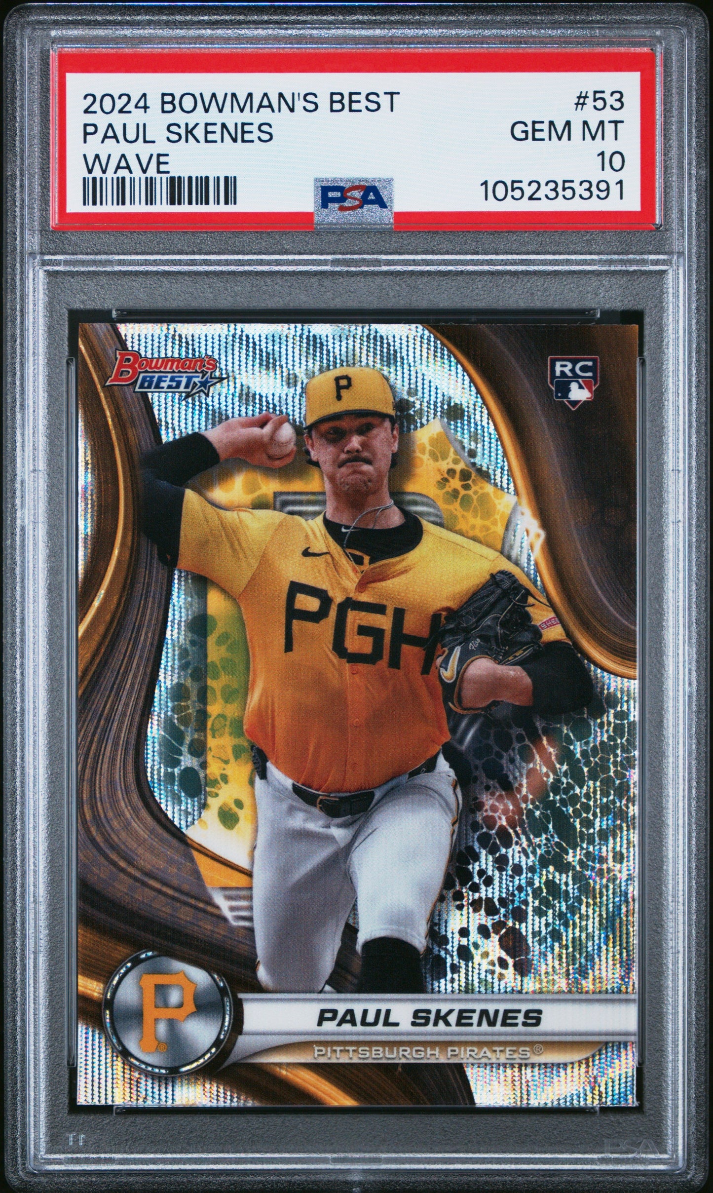 Graded 2024 Topps Bowmans Best Paul Skenes #53 Wave Rookie RC Baseball Card PSA 10 Gem Mint