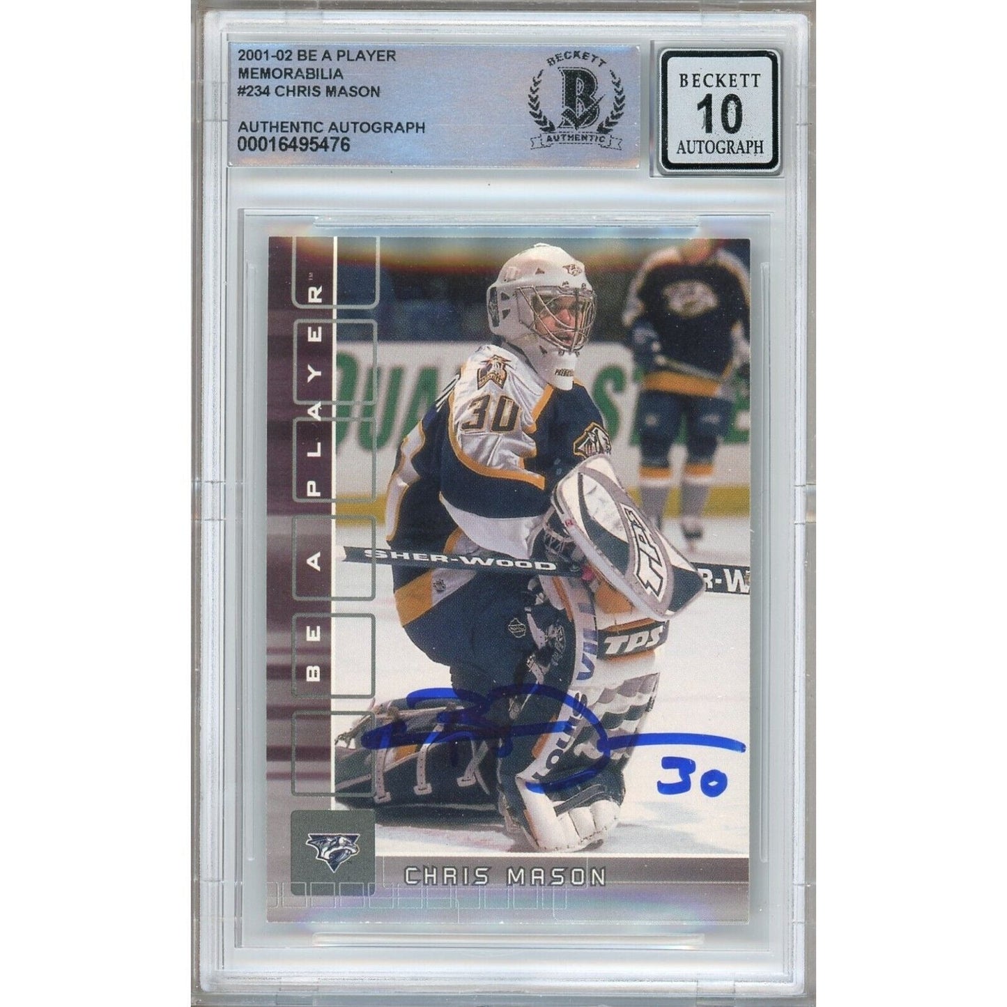 2001-02 BAP Be A Player #234 — Chris Mason Nashville Predators Autographed Trading Card — Beckett Authentication