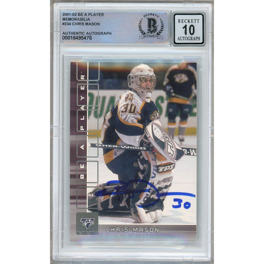 2001-02 BAP Be A Player #234 — Chris Mason Nashville Predators Autographed Trading Card — Beckett Authentication