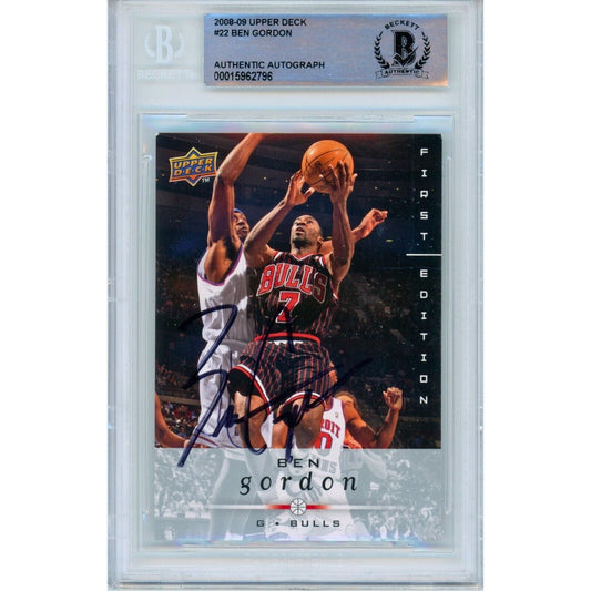2008-09 Upper Deck #22 — Ben Gordon Chicago Bulls Autographed Trading Card — Beckett Authentication