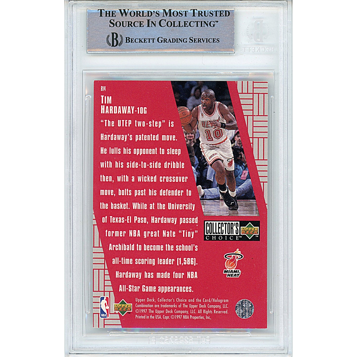 Tim Hardaway Signed Miami Heat '97-98 Collectors Choice Redemption Basketball Card Beckett