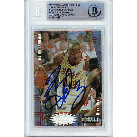 Tim Hardaway Signed Miami Heat '97-98 Collectors Choice Redemption Basketball Card Beckett