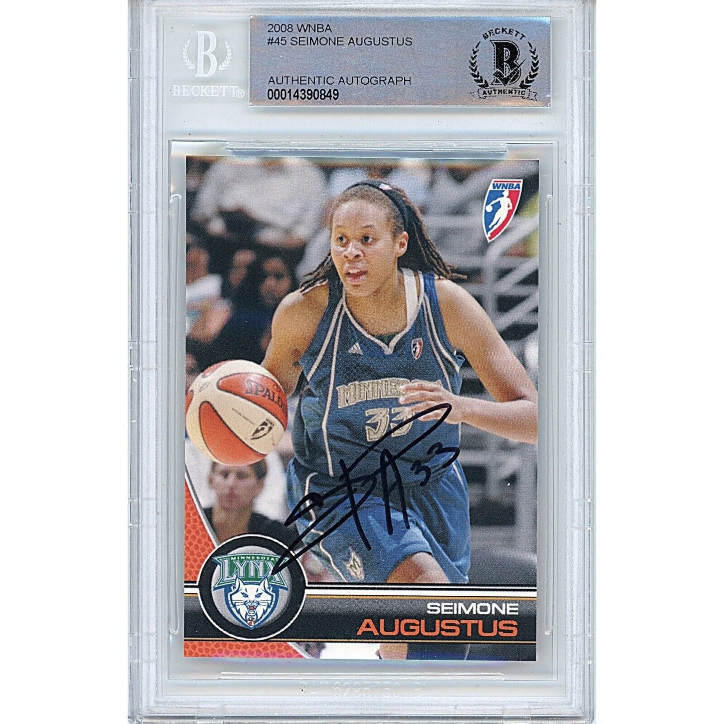 Seimone Augustus Minnesota Lynx Signed 2008 WNBA Card Beckett Authentic Auto Slab