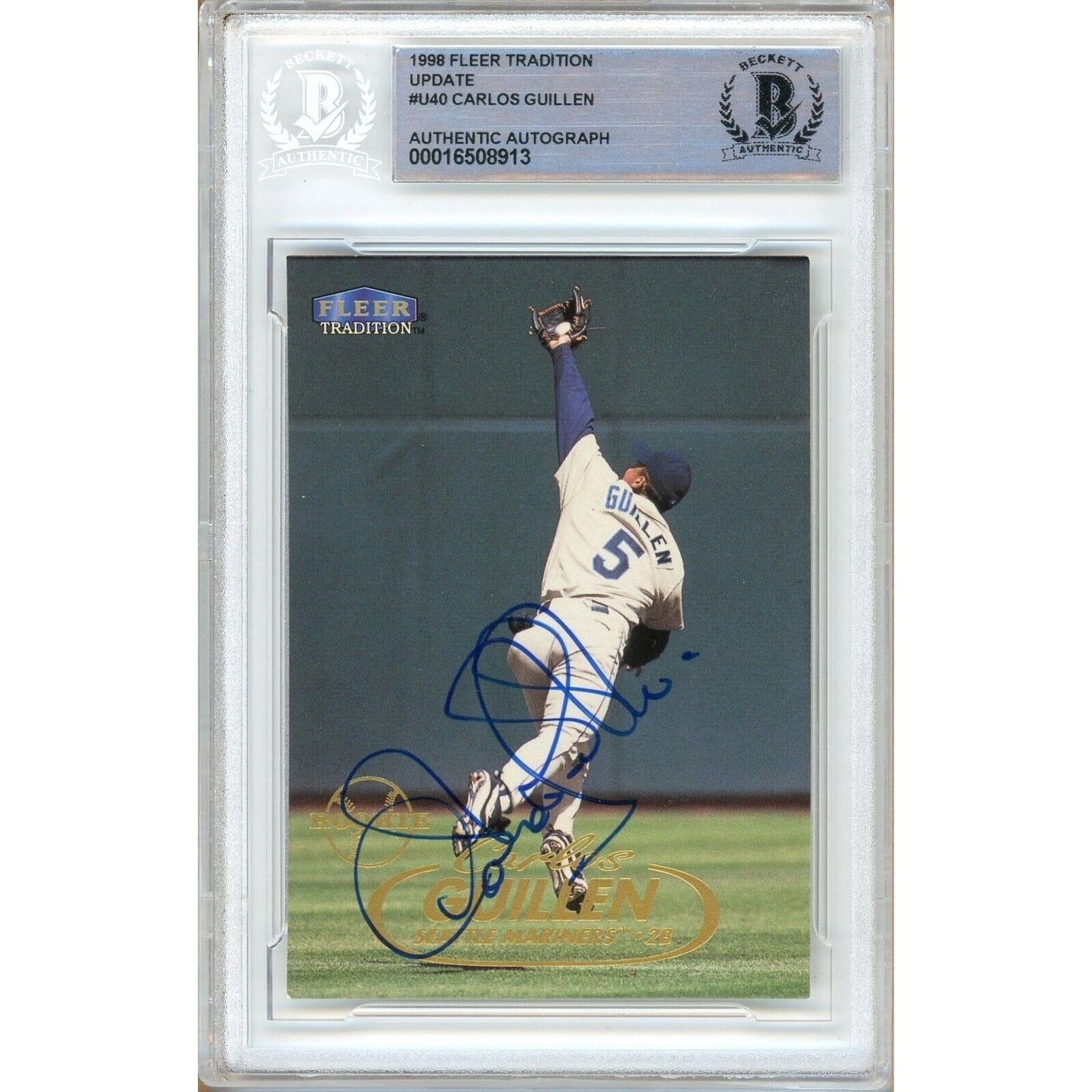 1998 Fleer Tradition Update #U40 — Carlos Guillen Seattle Mariners Autographed Trading Card — Beckett Authentication