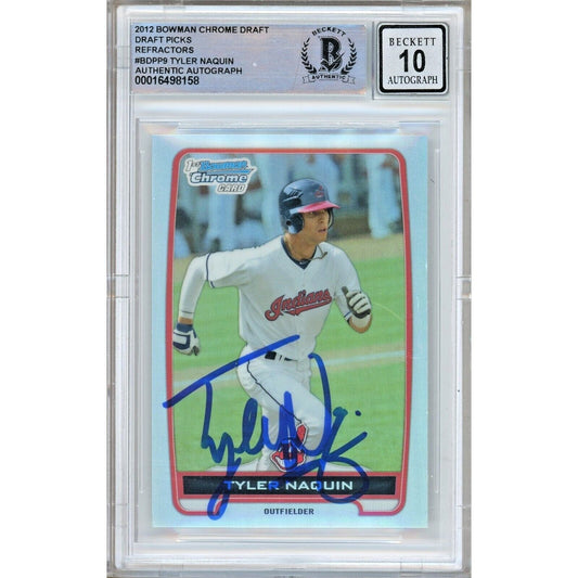 Tyler Naquin Cleveland Indians Signed 2012 Bowman Chrome Refractor BGS Auto 10 Graded