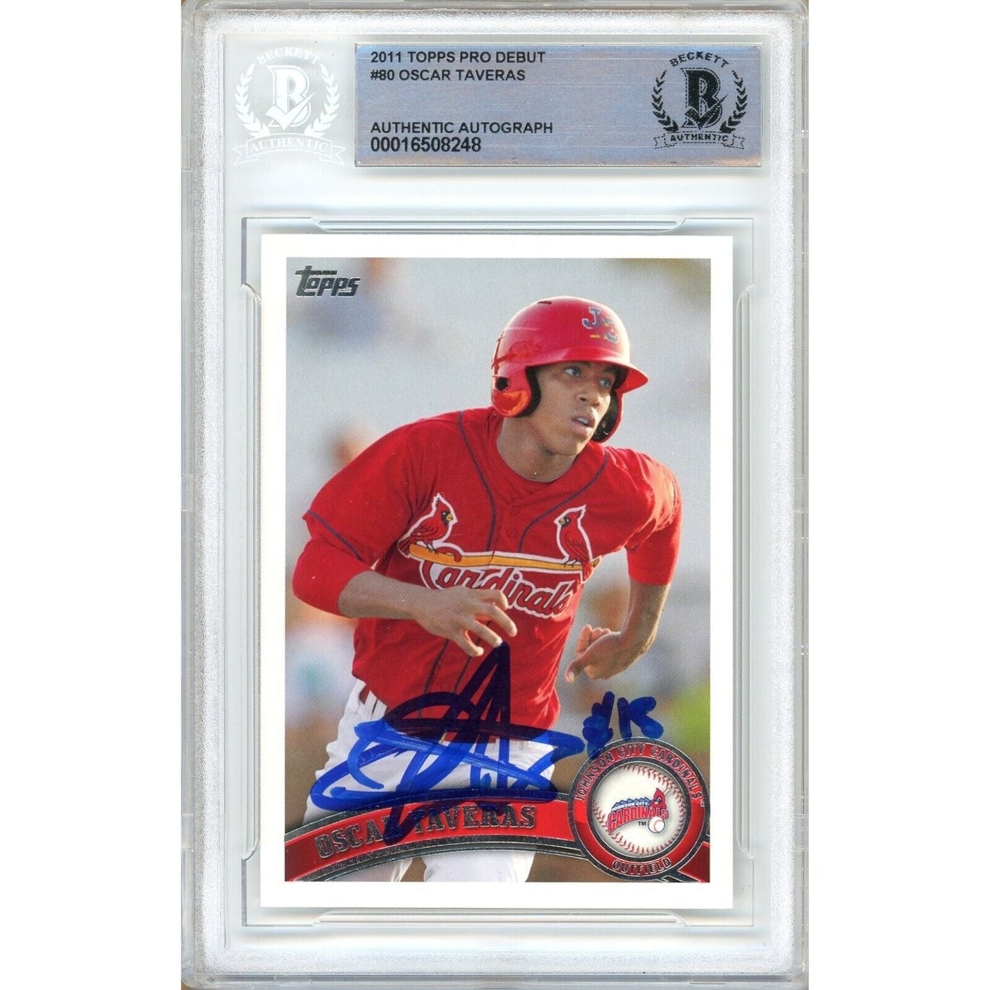 Oscar Taveras St Louis Cardinals Signed 2011 Topps Pro Debut Card BAS Auth Auto Slab RC