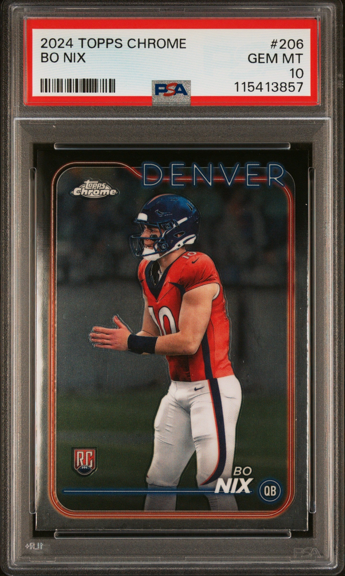 Graded 2024 Topps Chrome Bo Nix #206 Rookie RC Football Card PSA 10 Gem Mint