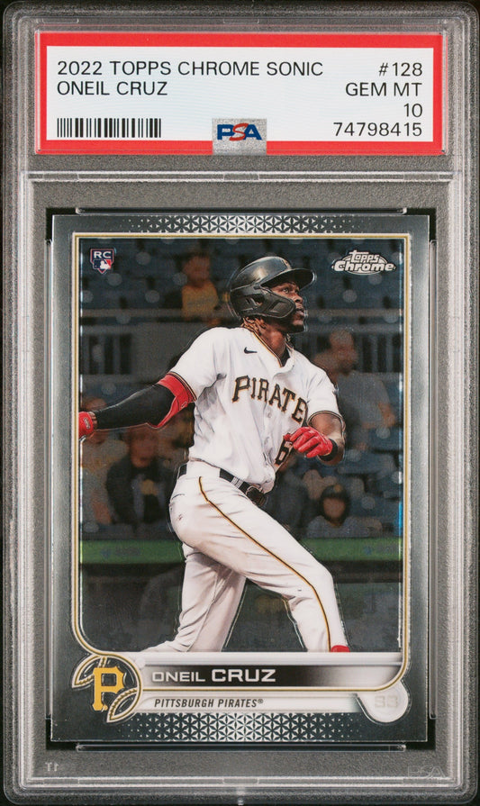Graded 2022 Topps Chrome Sonic Oneil Cruz #128 Rookie RC Baseball Card PSA 10 Gem Mint