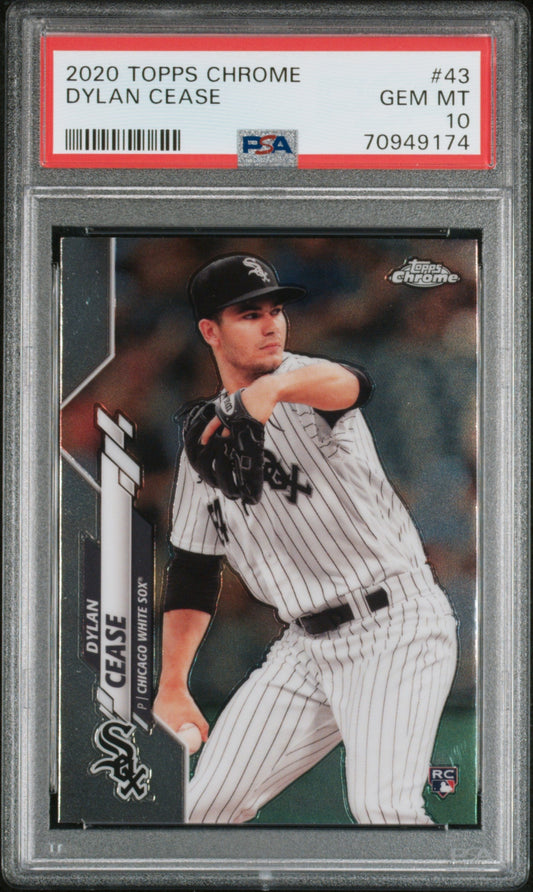 Graded 2020 Topps Chrome Dylan Cease #43 Rookie RC Baseball Card PSA 10 Gem Mint