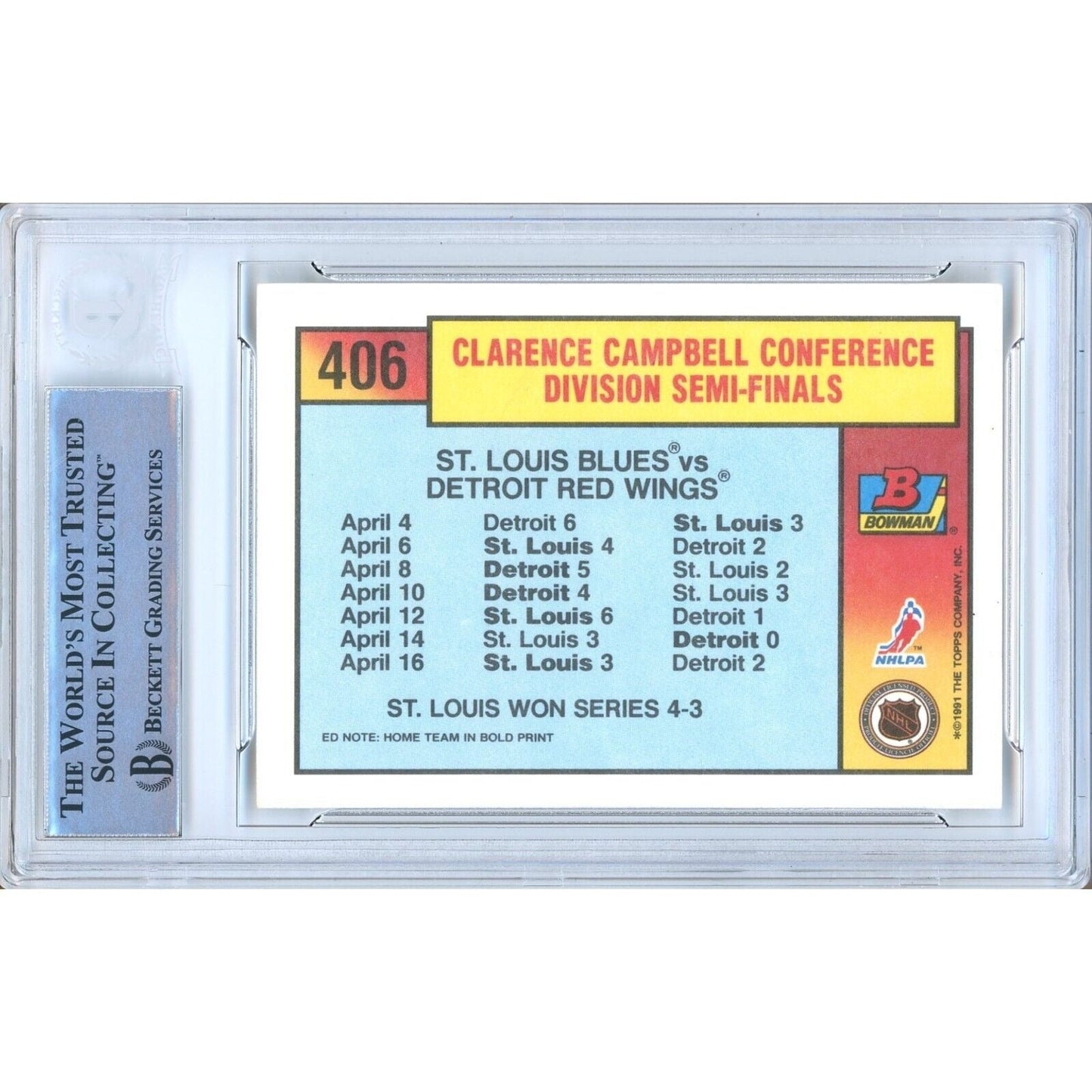 1990 Bowman #406 — Adam Oates St Louis Blues Autographed Trading Card — Beckett Authentication