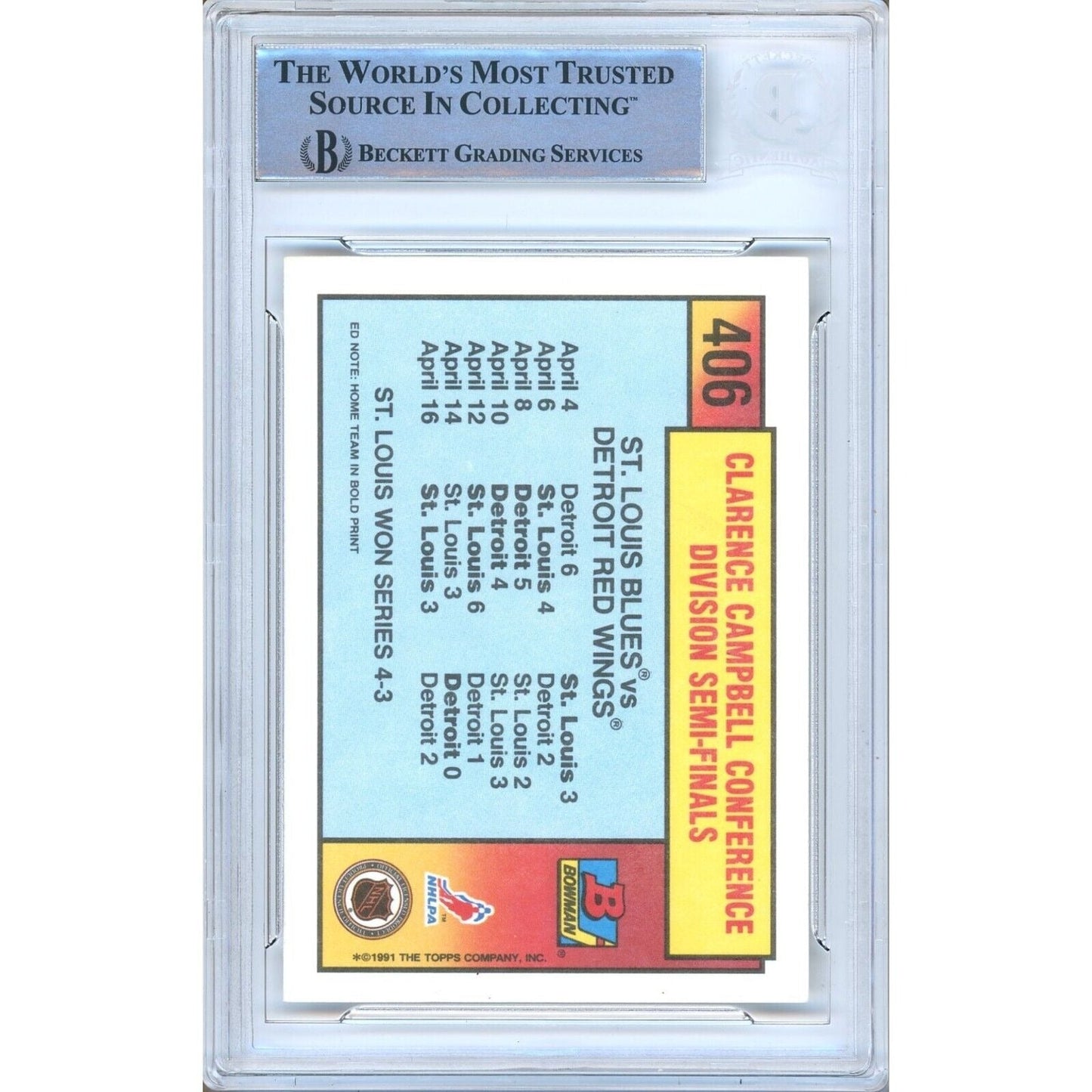 1990 Bowman #406 — Adam Oates St Louis Blues Autographed Trading Card — Beckett Authentication