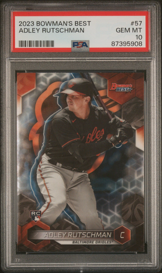 Graded 2023 Topps Bowmans Best Adley Rutschman #57 Rookie RC Baseball Card PSA 10 Gem Mint