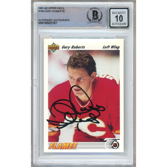 1991-92 Upper Deck #190 — Gary Roberts Calgary Flames Autographed Trading Card — Beckett Authentication