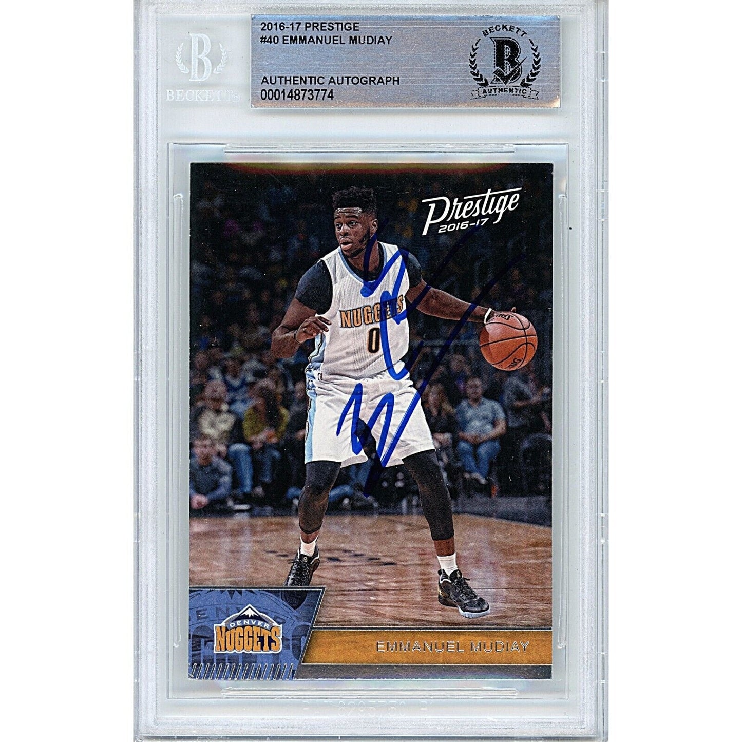 2016-17 Panini Prestige #40 — Emmanuel Mudiay Denver Nuggets Autographed Trading Card — Beckett Authentication
