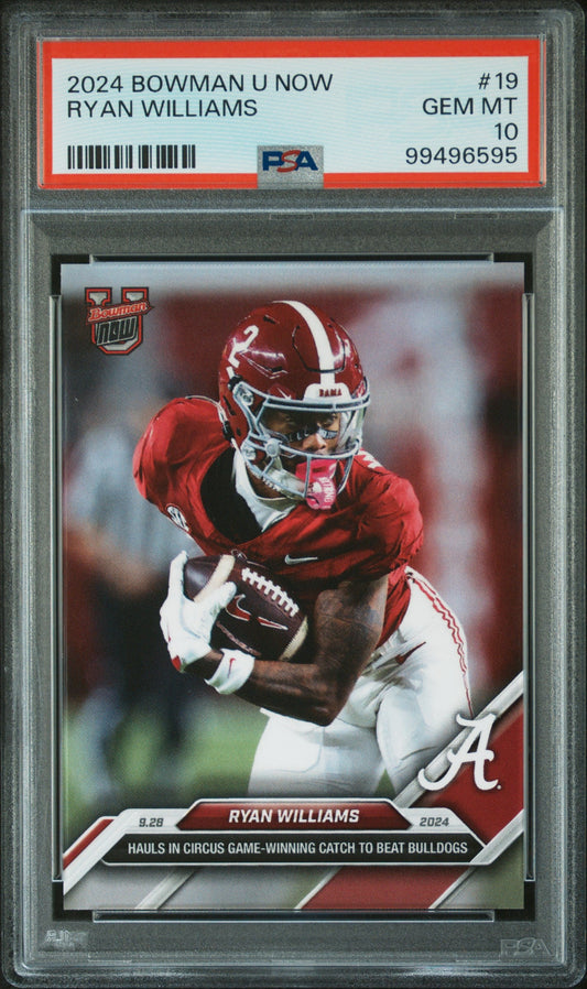 Graded 2024 Topps Bowman U Now Ryan Williams #19 Rookie RC Football Card PSA 10 Gem Mint