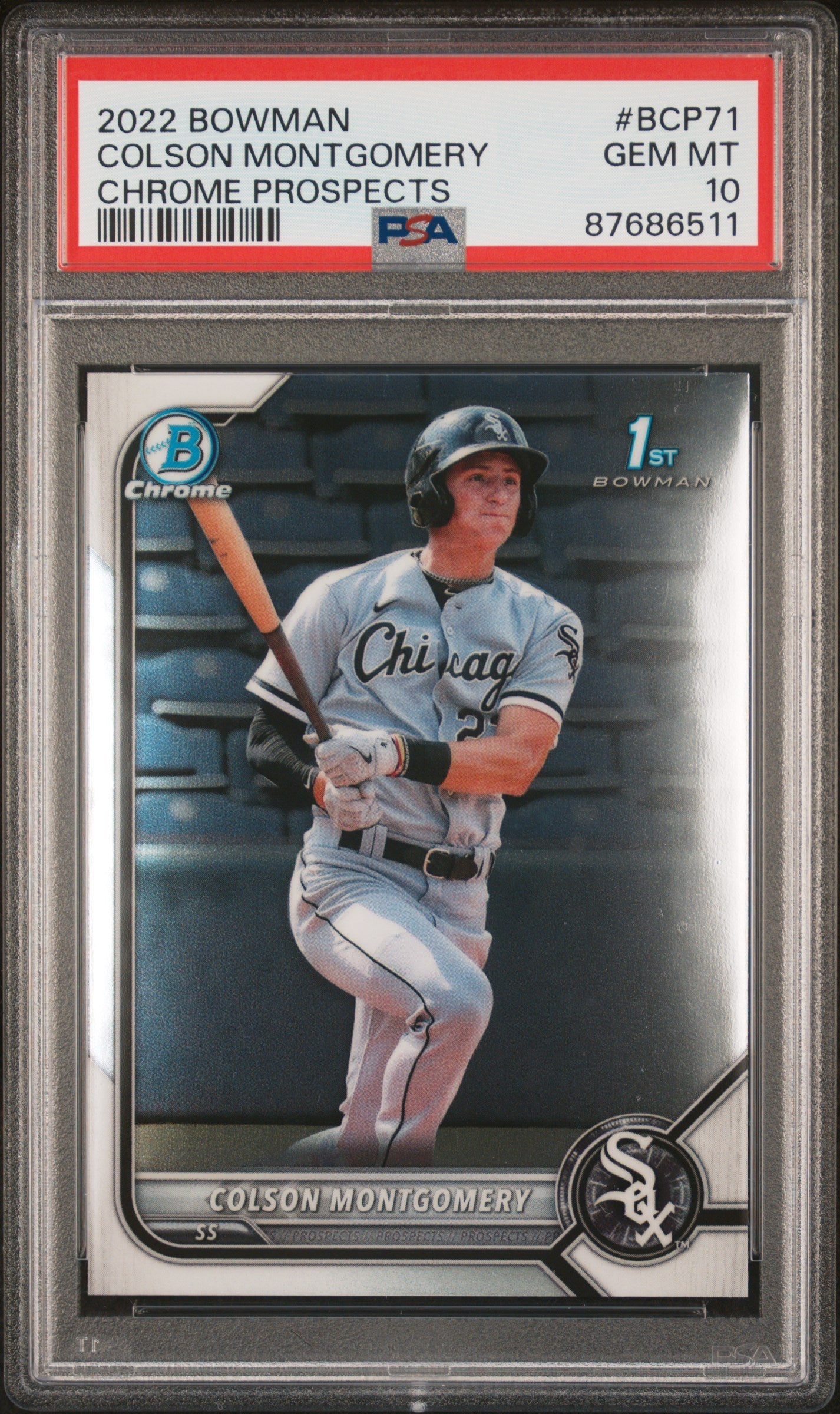Graded 2022 Topps Bowman Colson Montgomery #BCP71 Chrome Prospects Rookie RC Baseball Card PSA 10 Gem Mint