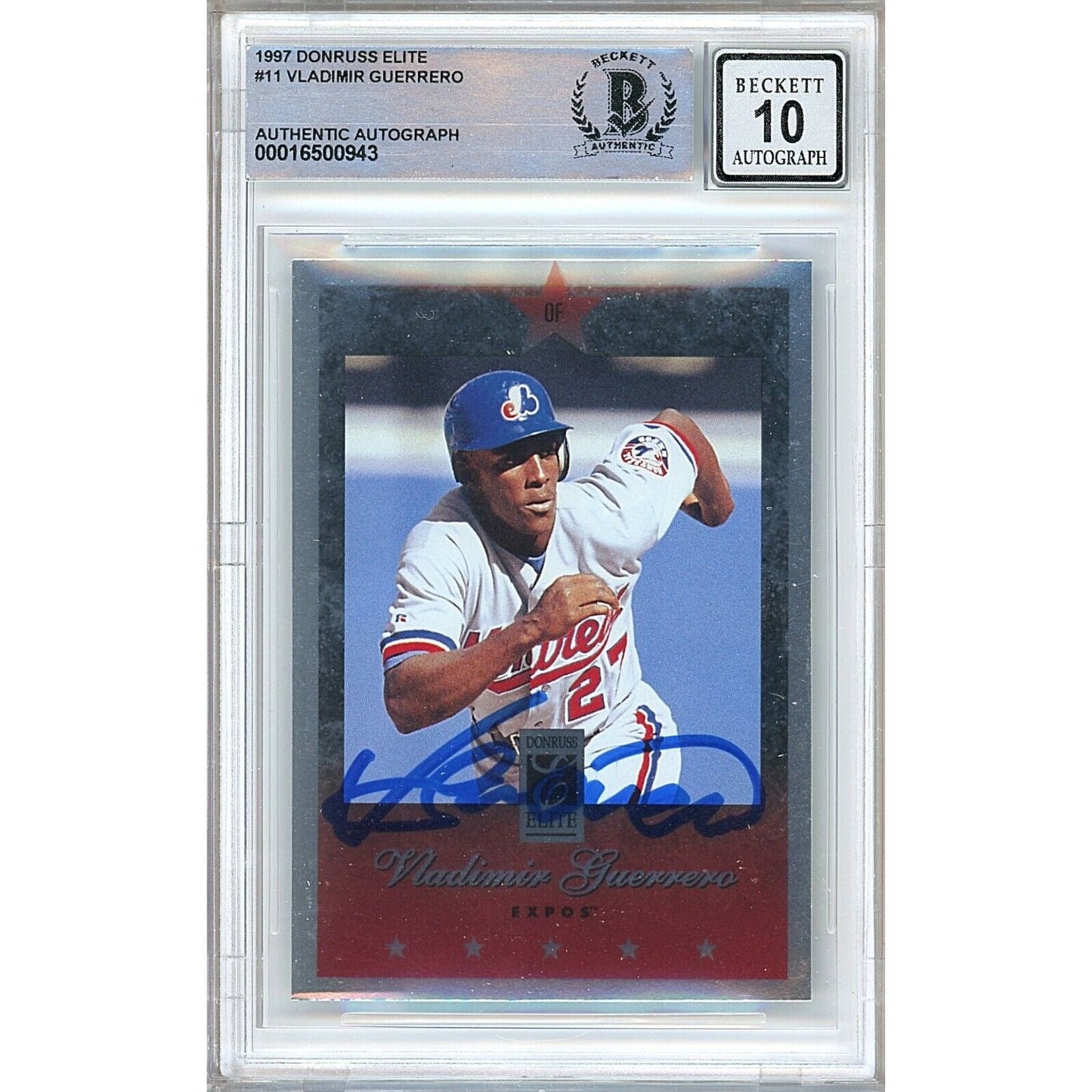 Vladimir Guerrero Montreal Expos Signed 1997 Donruss Elite Card BGS Auto 10 Graded Slab